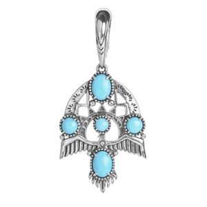 Sterling Silver Sleeping Beauty Turquoise Gemstone Thunderbird Pendant Enhancer